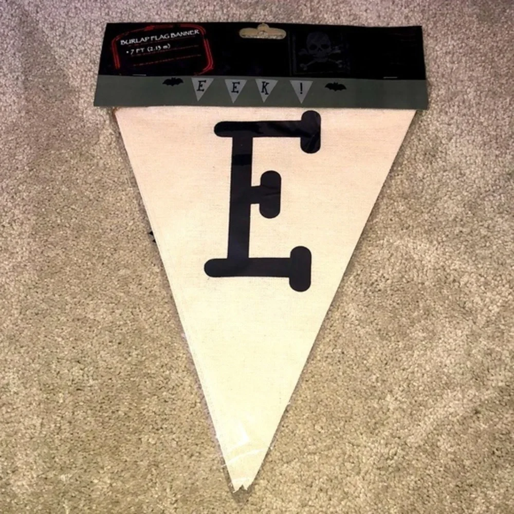 EEK Halloween‎ Burlap Flag Garland Banner 7 Ft Bats
